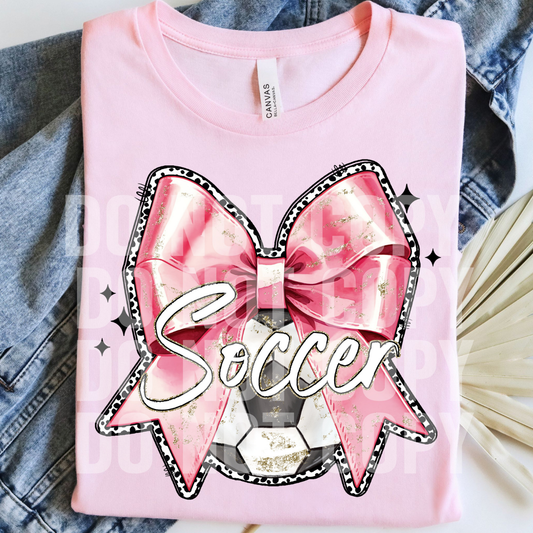 SOCCER PINK BOW - DTF TRANSFER