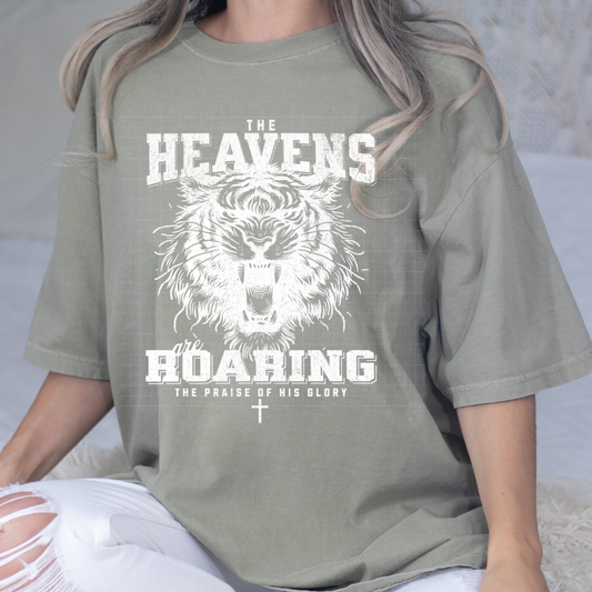 HEAVENS ARE ROARING WHITE DISTRESSED - DTF TRANSFER