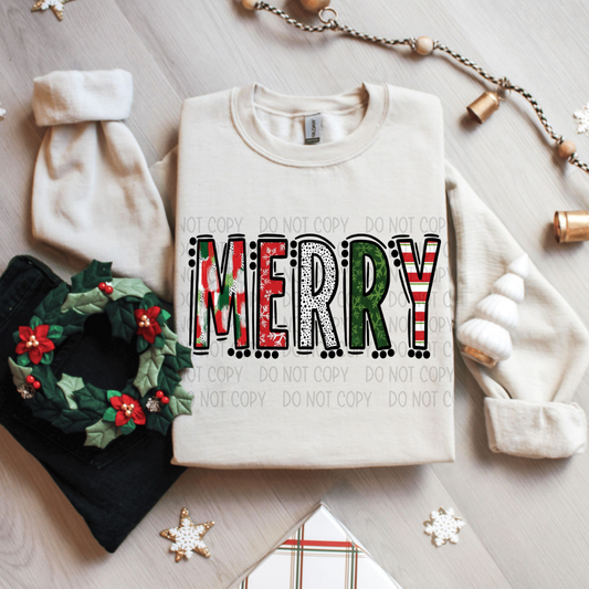 MERRY DOODLE LETTERS - DTF TRANSFER