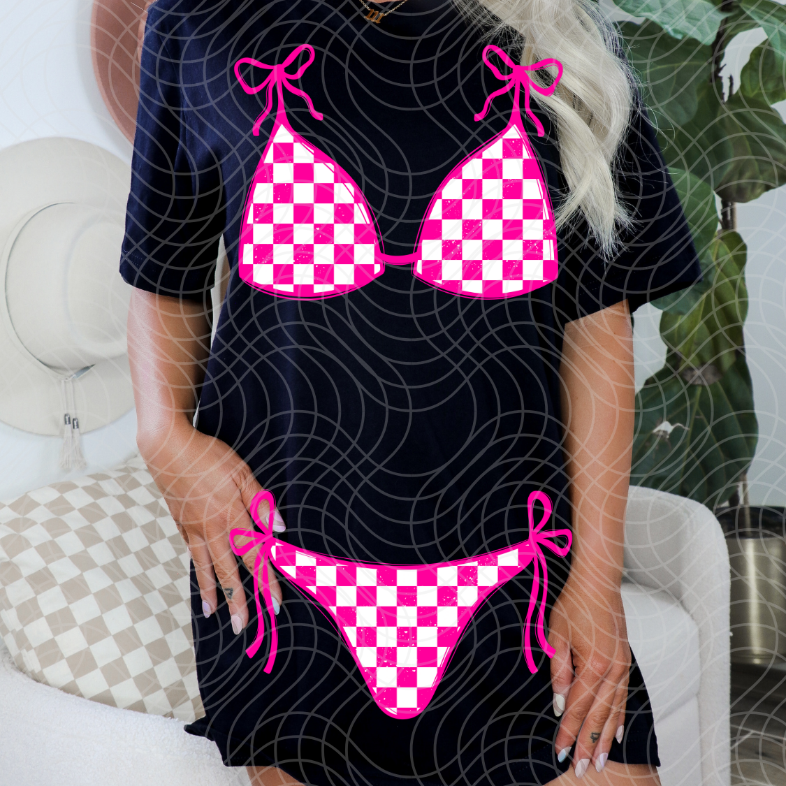 PINK AND WHITE SWIMSUIT- BOTTOM ONLY -DTF TRANSFER