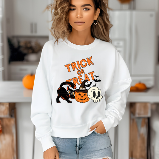 TRICK OR TREAT CAT,PUMPKIN,SKULL - DTF TRANSFER