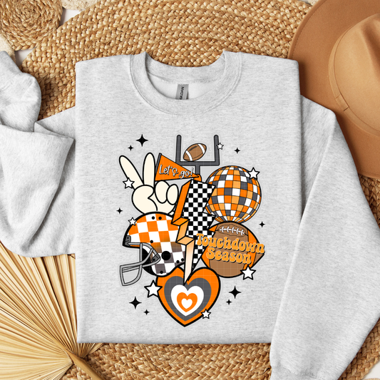 RETRO FOOTBALL COLLAGE - ORANGE & GREY - DTF TRANSFER
