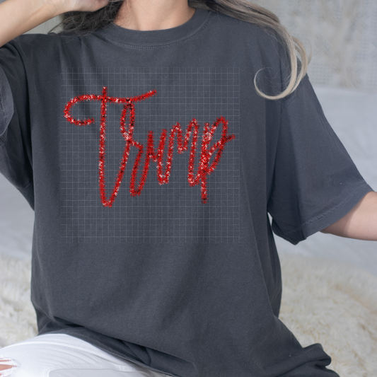 TRUMP RED FAUX TINSEL - DTF TRANSFER