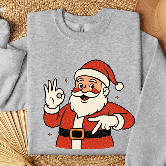 6 7 SANTA WITH STARS WHT OUTLINE DISTRESSED - DTF TRANSFER