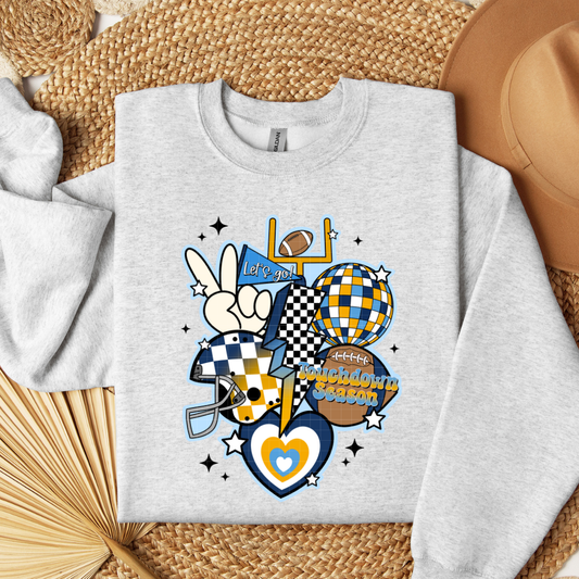 RETRO FOOTBALL COLLAGE - BLUE & YELLOW GOLD - DTF TRANSFER