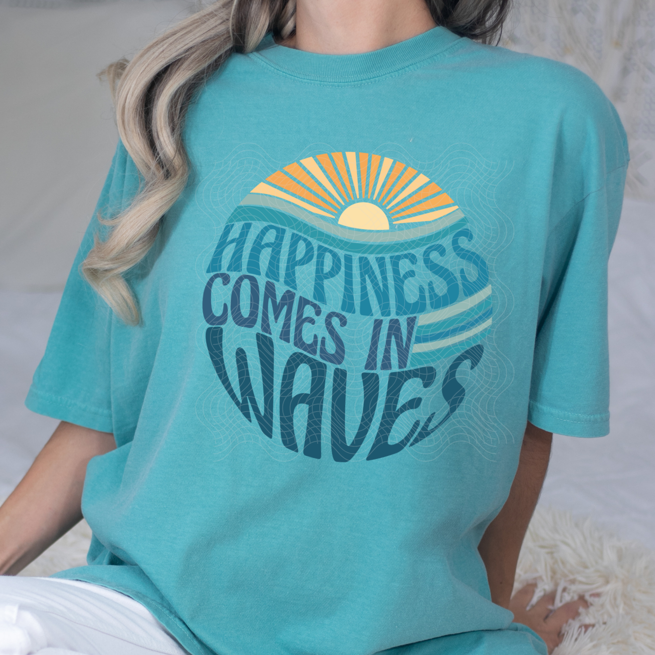 HAPPINESS COMES IN WAVES - DTF TRANSFER