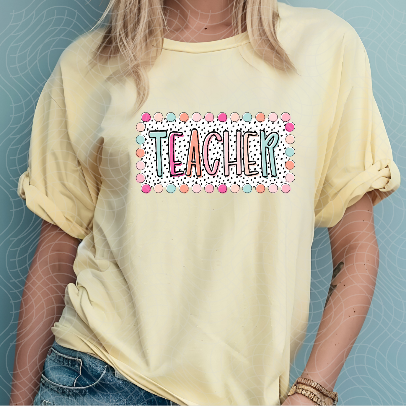 TEACHER POLKA DOTS - DTF TRANSFER