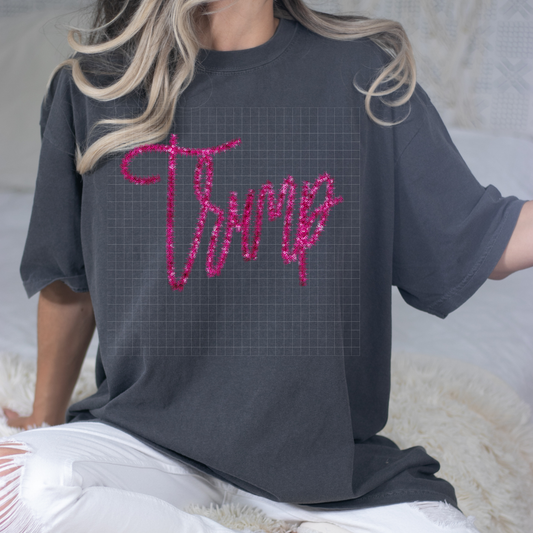 TRUMP PINK FAUX TINSEL - DTF TRANSFER