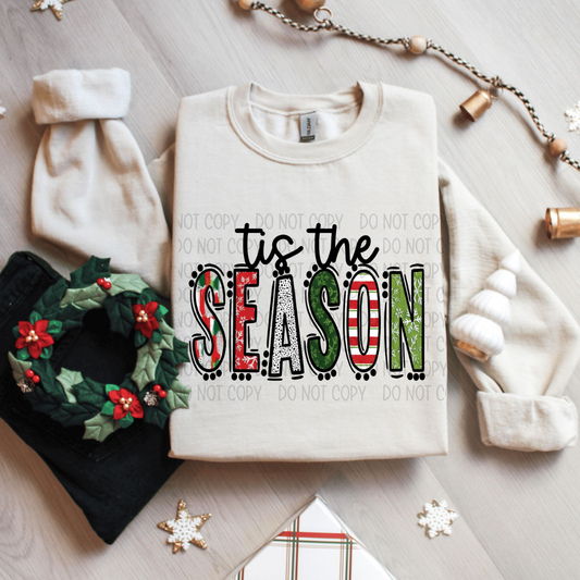 TIS THE SEASON DOODLE LETTERS - DTF TRANSFER