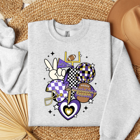 RETRO FOOTBALL COLLAGE - PURPLE & GOLD - DTF TRANSFER