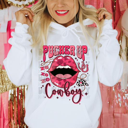 PUCKER UP COWBOY NO DISTRESS - DTF TRANSFER