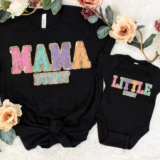 MAMA BUNNY FAUX GLITTER CHENILLE - DTF TRANSFER