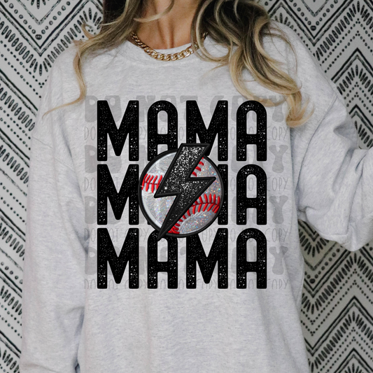 STACKED MAMA FAUX EMBROIDERY BASEBALL - DTF TRANSFER