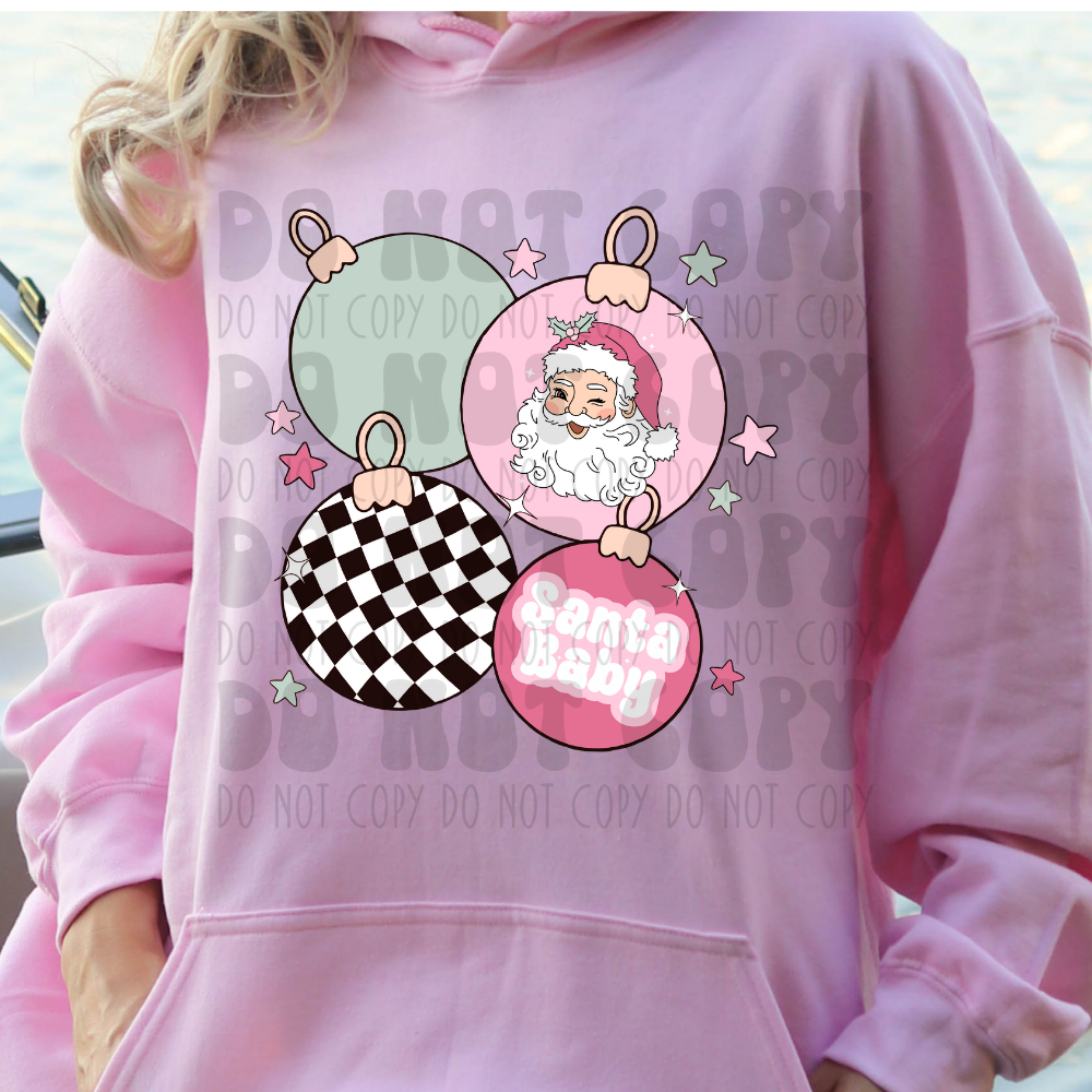 BULBS, SANTA BABY/SANTA/CHECKERED - DTF TRANSFER