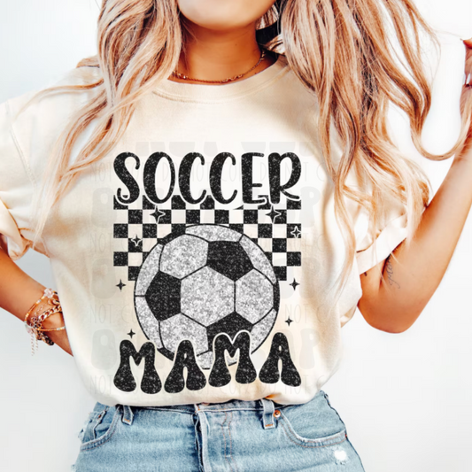 SOCCER MAMA FAUX GLITTER - DTF TRANSFER