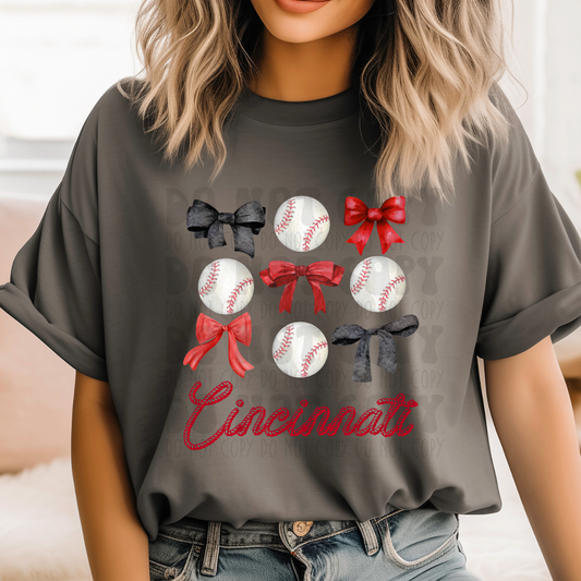 CINCINNATI BASEBALL & BOWS - DTF TRANSFER