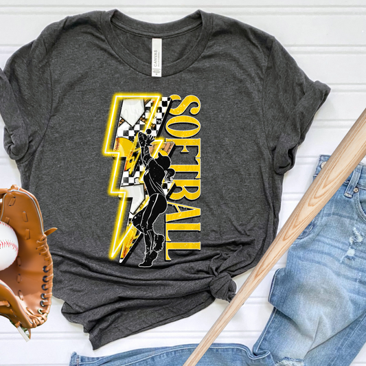 SOFTBALL BOLT SILHOUETTE - DTF TRANSFER