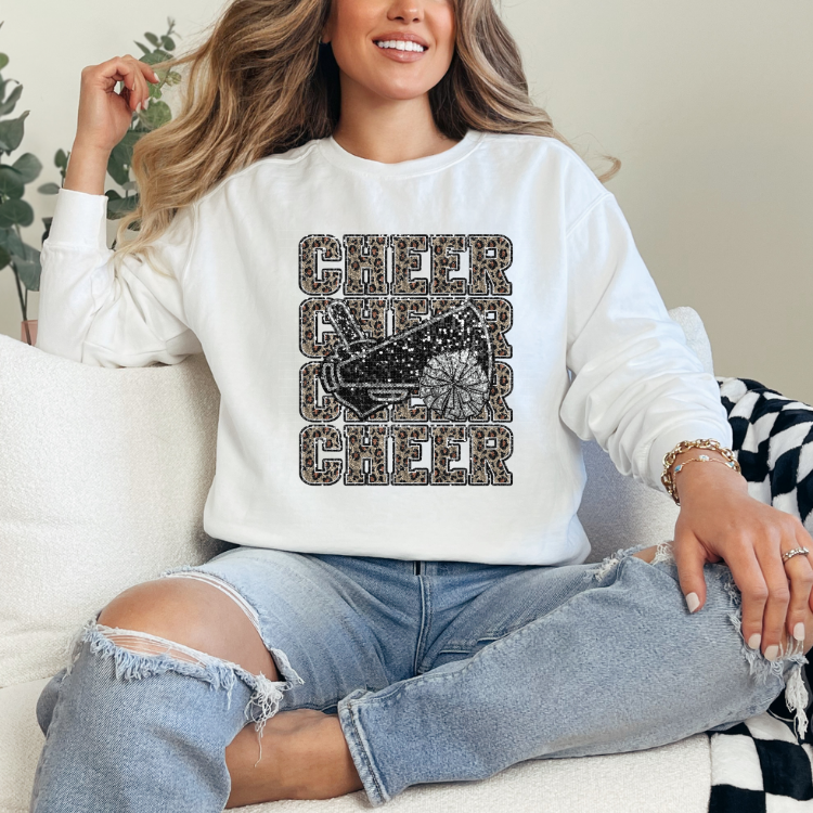 LEOPARD CHEER FAUX SEQUINS - DTF TRANSFER