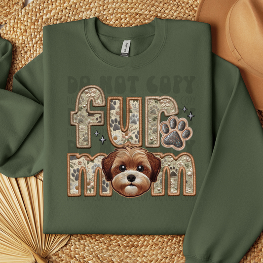 MALTESE, BROWN - FAUX EMBROIDERY - DTF TRANSFER