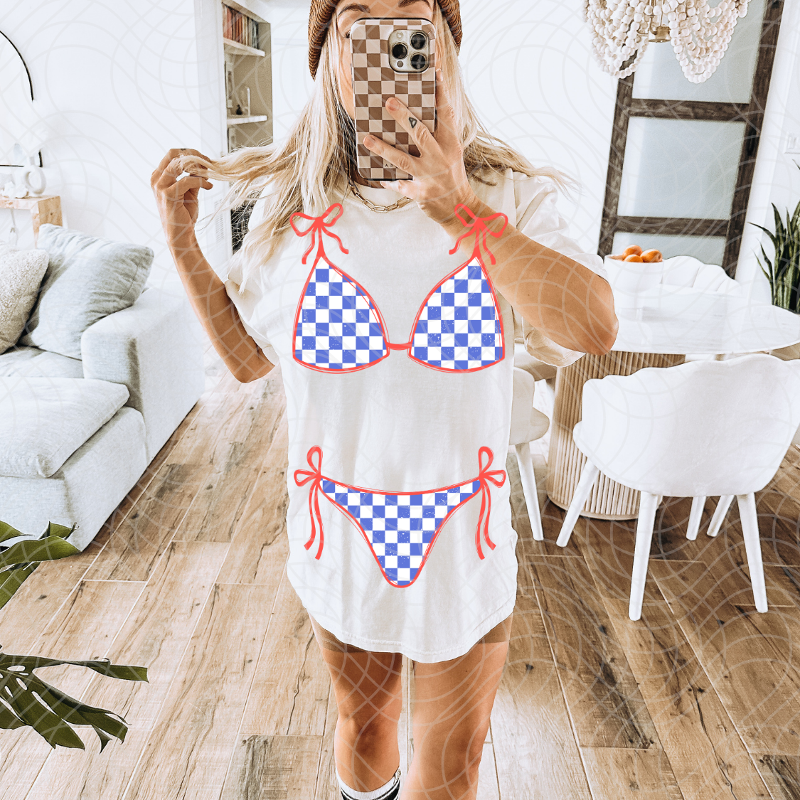 BLUE AND WHITE SWIMSUIT- BOTTOM ONLY -DTF TRANSFER