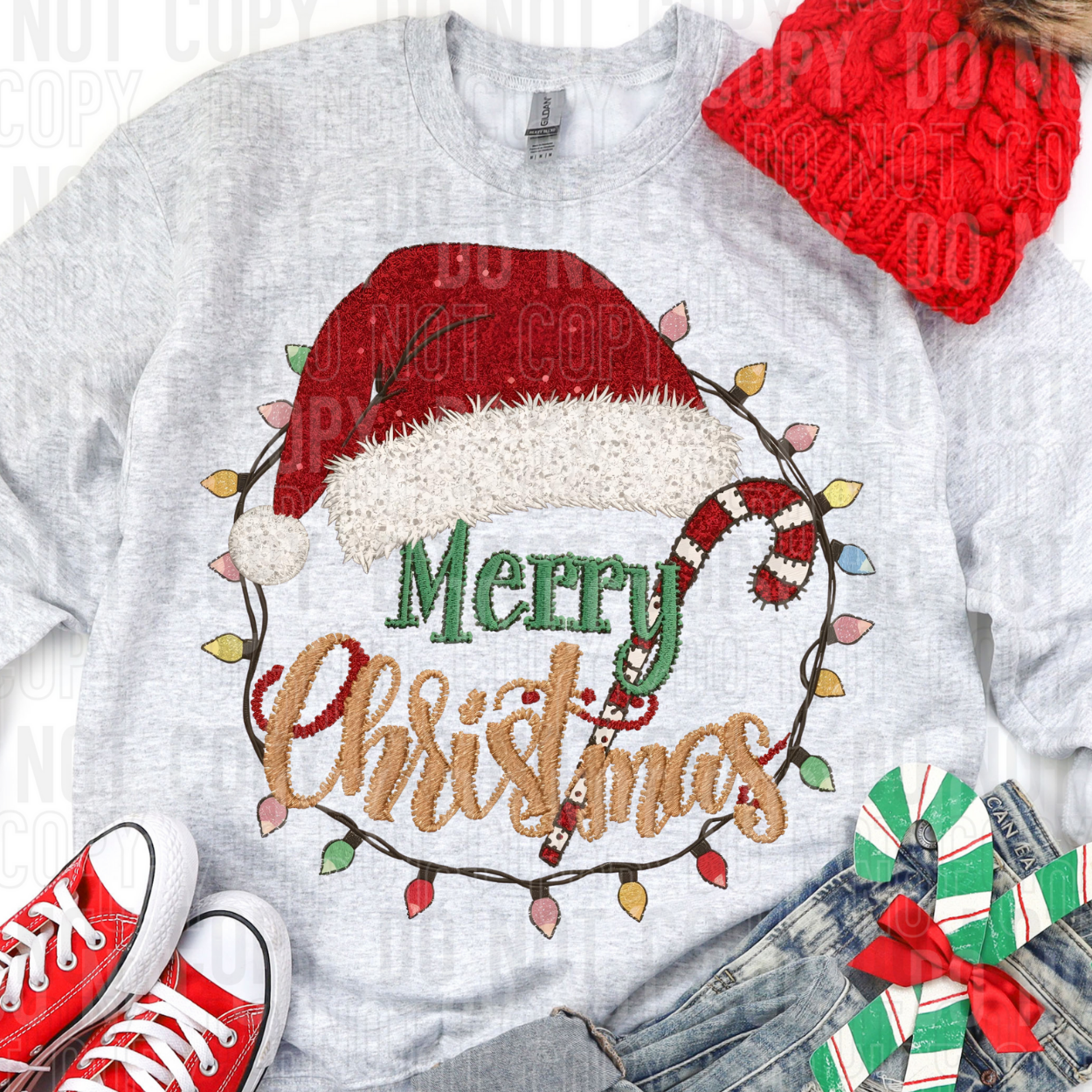 MERRY CHRISTMAS FAUX EMBROIDERY - DTF TRANSFER