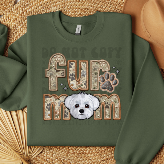 MALTESE, SHORT HAIR - FAUX EMBROIDERY - DTF TRANSFER