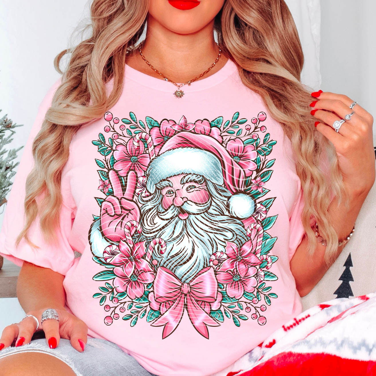 PEACE PINK SANTA - DTF TRANSFER