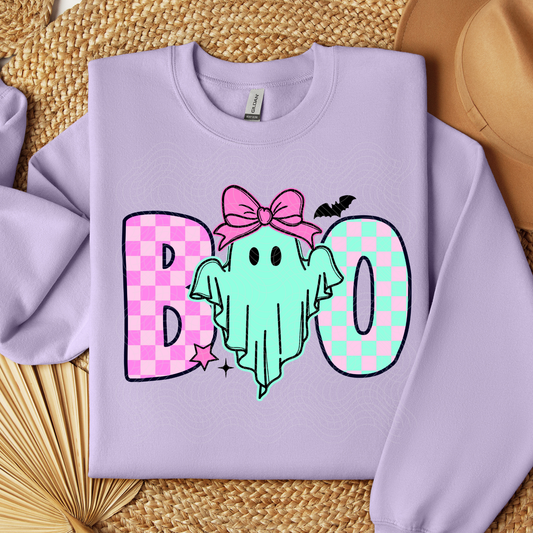 BOO GHOST, BLK NO DISTRESS - DTF TRANSFER