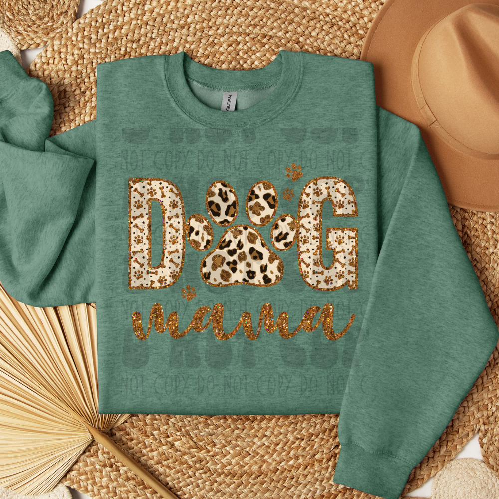 DOG MAMA FAUX GLITTER - DTF TRANSFER