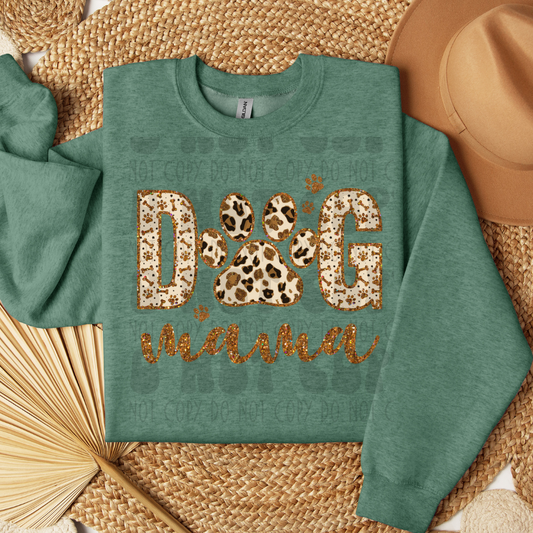 DOG MAMA FAUX GLITTER - DTF TRANSFER