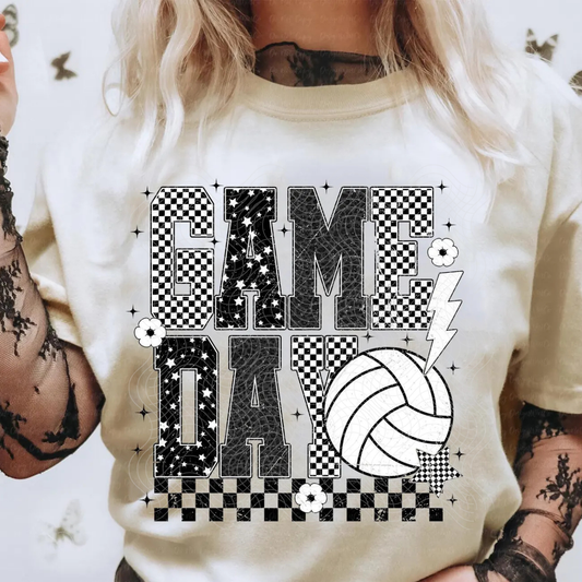GAME DAY VOLLEYBALL BLK/WHT - DTF TRANSFER