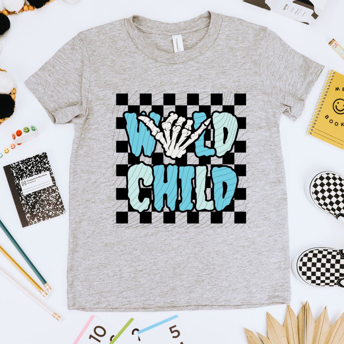 WILD CHILD CHECKERED BACKGROUND - DTF TRANSFER