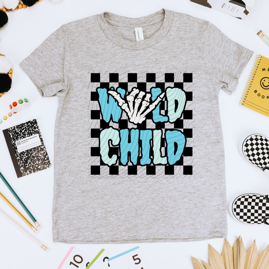 WILD CHILD CHECKERED BACKGROUND - DTF TRANSFER