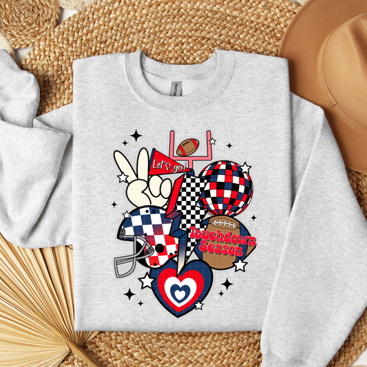 RETRO FOOTBALL COLLAGE - NAVY & RED - DTF TRANSFER