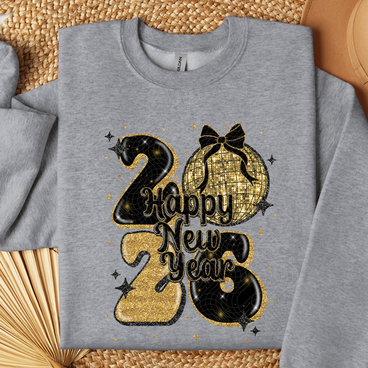 HAPPY NEW YEAR 2026 BLK/GOLD - DTF TRANSFER