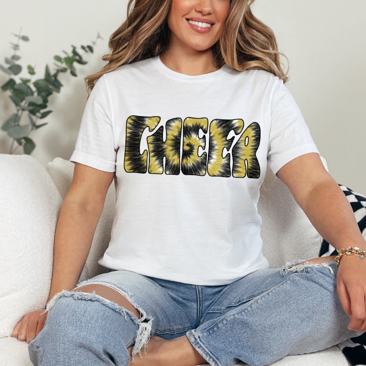 CHEER YELLOW TIE DYE - DTF TRANSFER