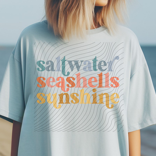SALTWATER SEASHELLS SUNSHINE DISTRESSED - DTF TRANSFER
