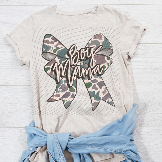 BOY MAMA CAMO BOW - DTF TRANSFER