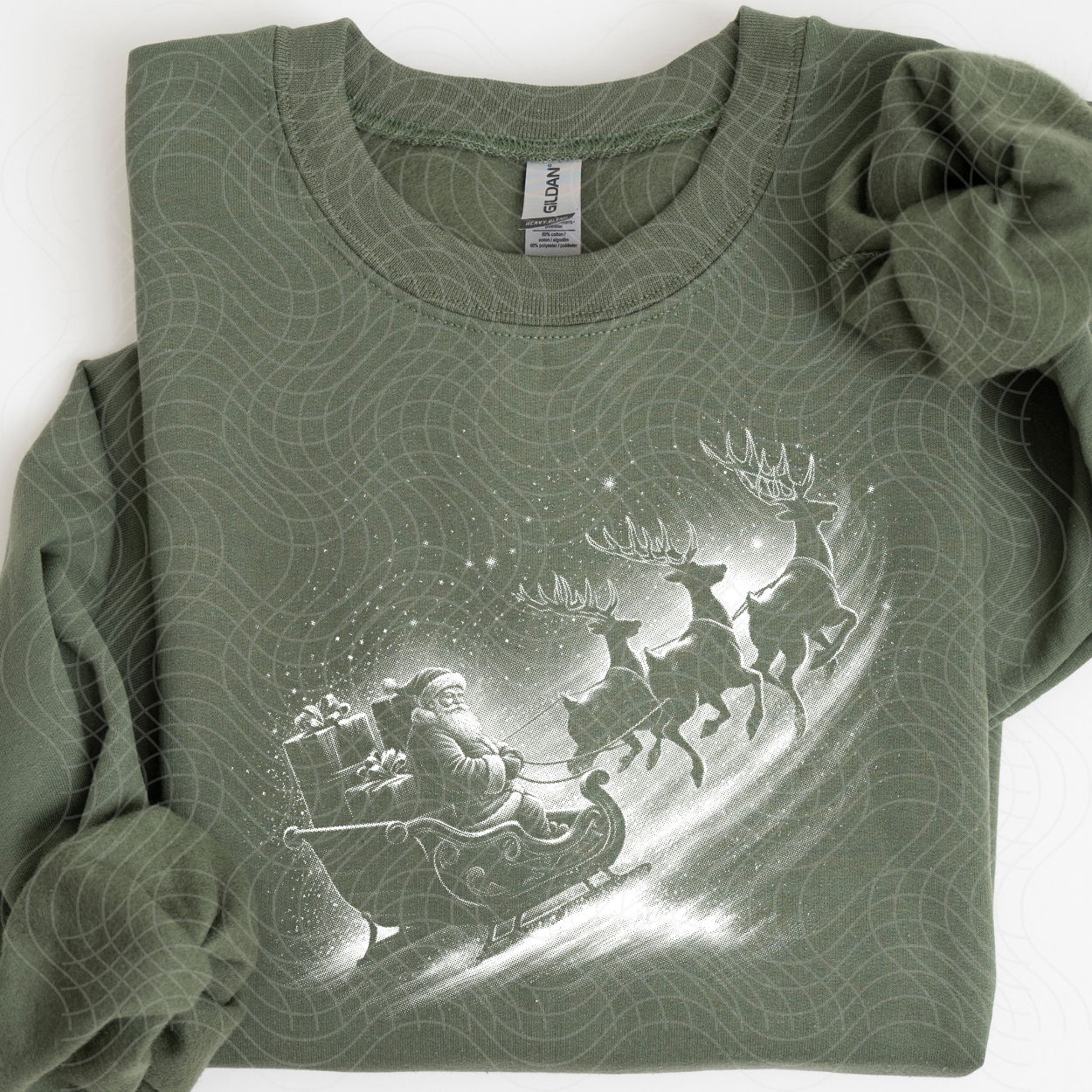 HALFTONE SANTA SLEIGH - DTF TRANSFER