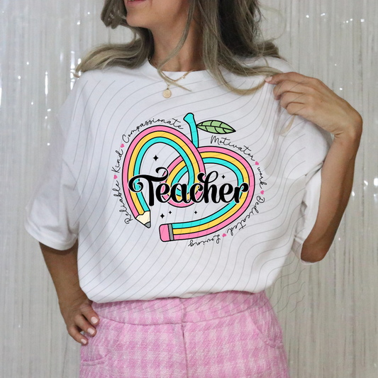 TEACHER ROPE HEART - DTF TRANSFER