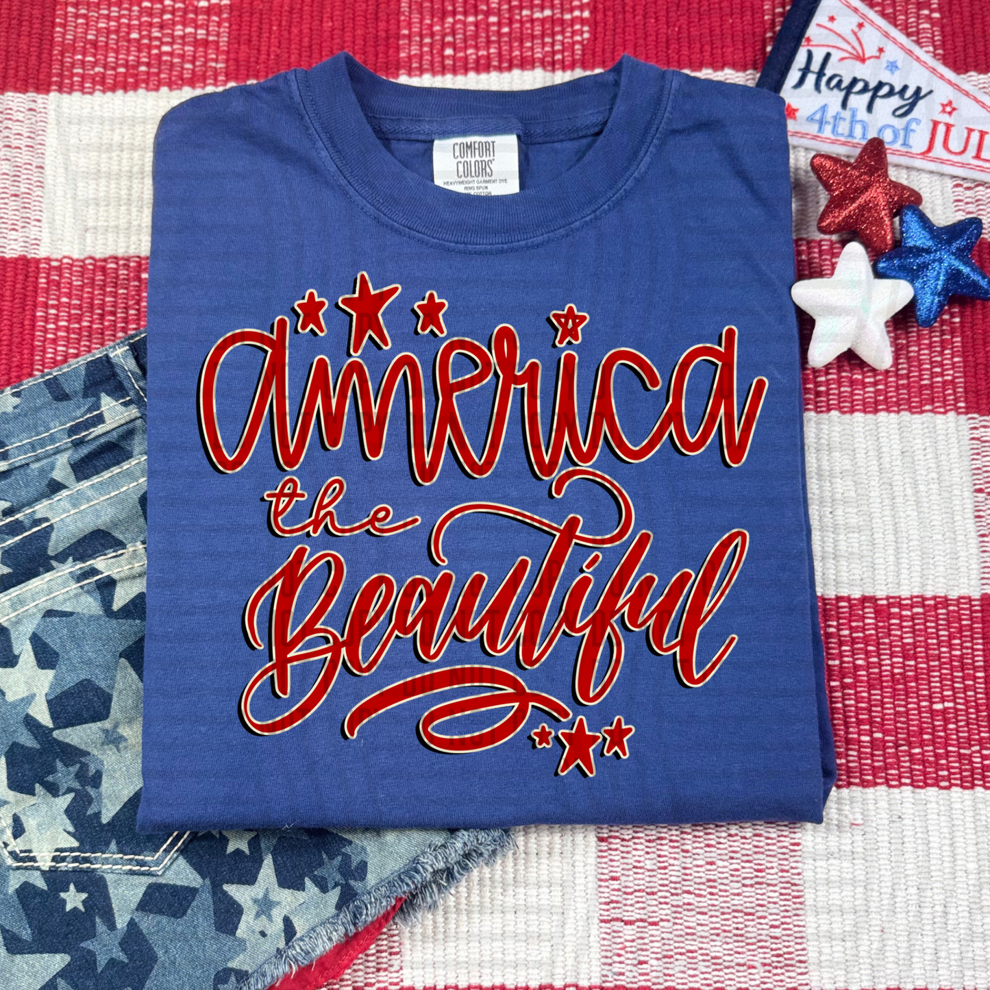 AMERICA THE BEAUTIFUL RED- DTF TRANSFER