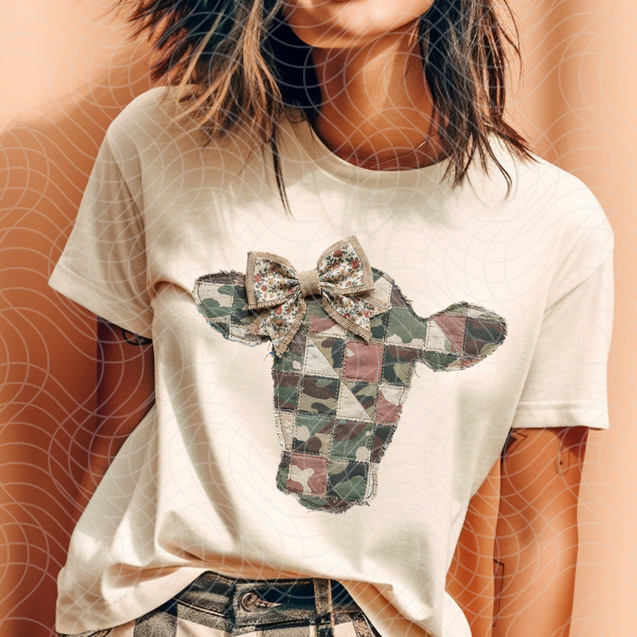 PATCHWORK COW HEAD - DTF TRANSFER