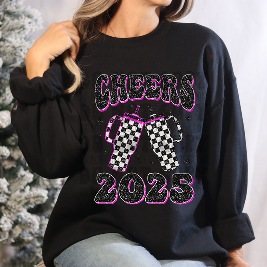 CHEERS 2025 BLK/PINK - DTF TRANSFER
