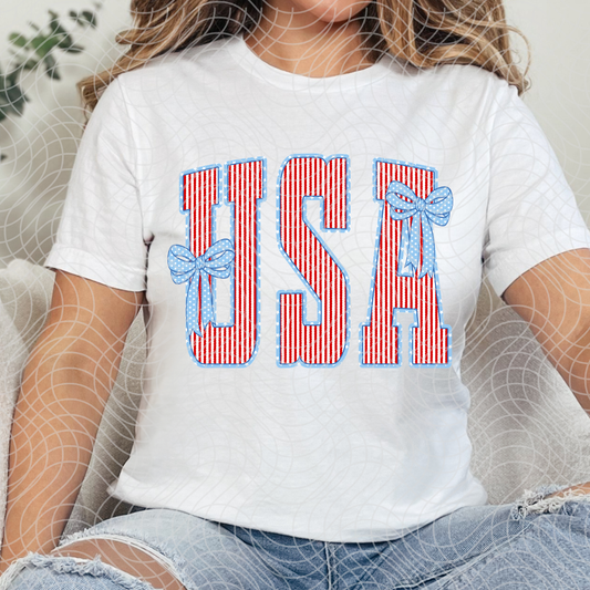 STRIPE USA WITH BOWS - DTF TRANSFER