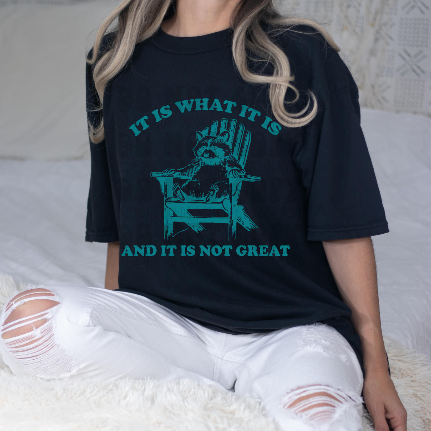 IT IS WHAT IT IS RACOON TEAL - DTF TRANSFER