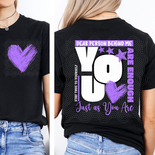 YOU ARE ENOUGH PURPLE/WHT W/ POCKET - DTF TRANSFER