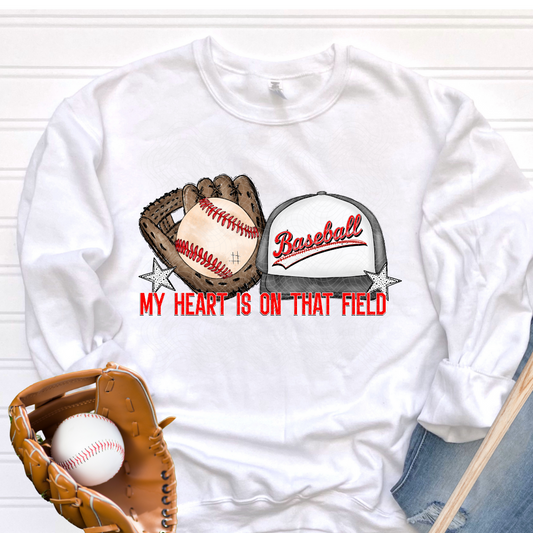 HEART ON THAT FIELD BASEBALL HAT - DTF TRANSFER