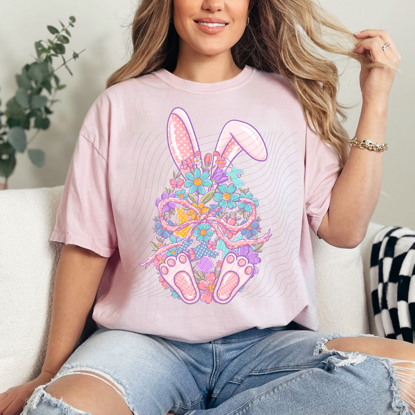 FLORAL EGG BUNNY EARS - DTF TRANSFER