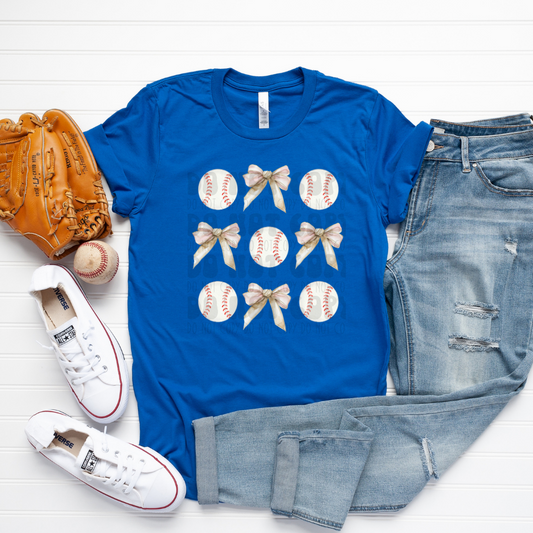 BASEBALLS AND BOWS COLLAGE - DTF TRANSFER
