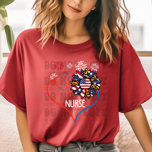 NURSE HEART PATRIOTIC - DTF TRANSFER